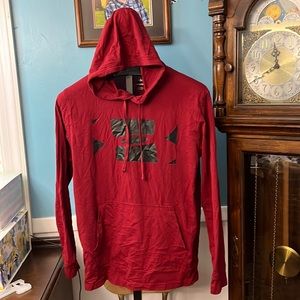 Under Armour Men's Loose Red Long Sleeve Hooded Athletic Shirt, kangaroo pocket